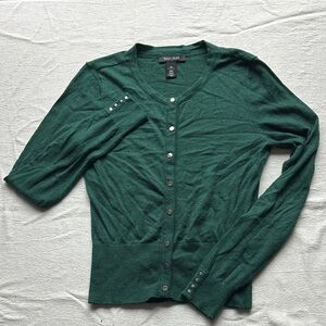 Emerald Green Button-Front Cardigan
